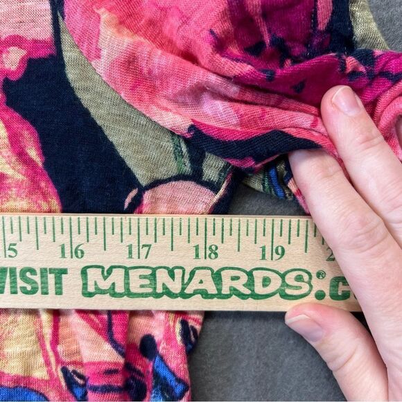 Chicos medium Linen Floral Ruched Sleeve Tee - Picture 7 of 16